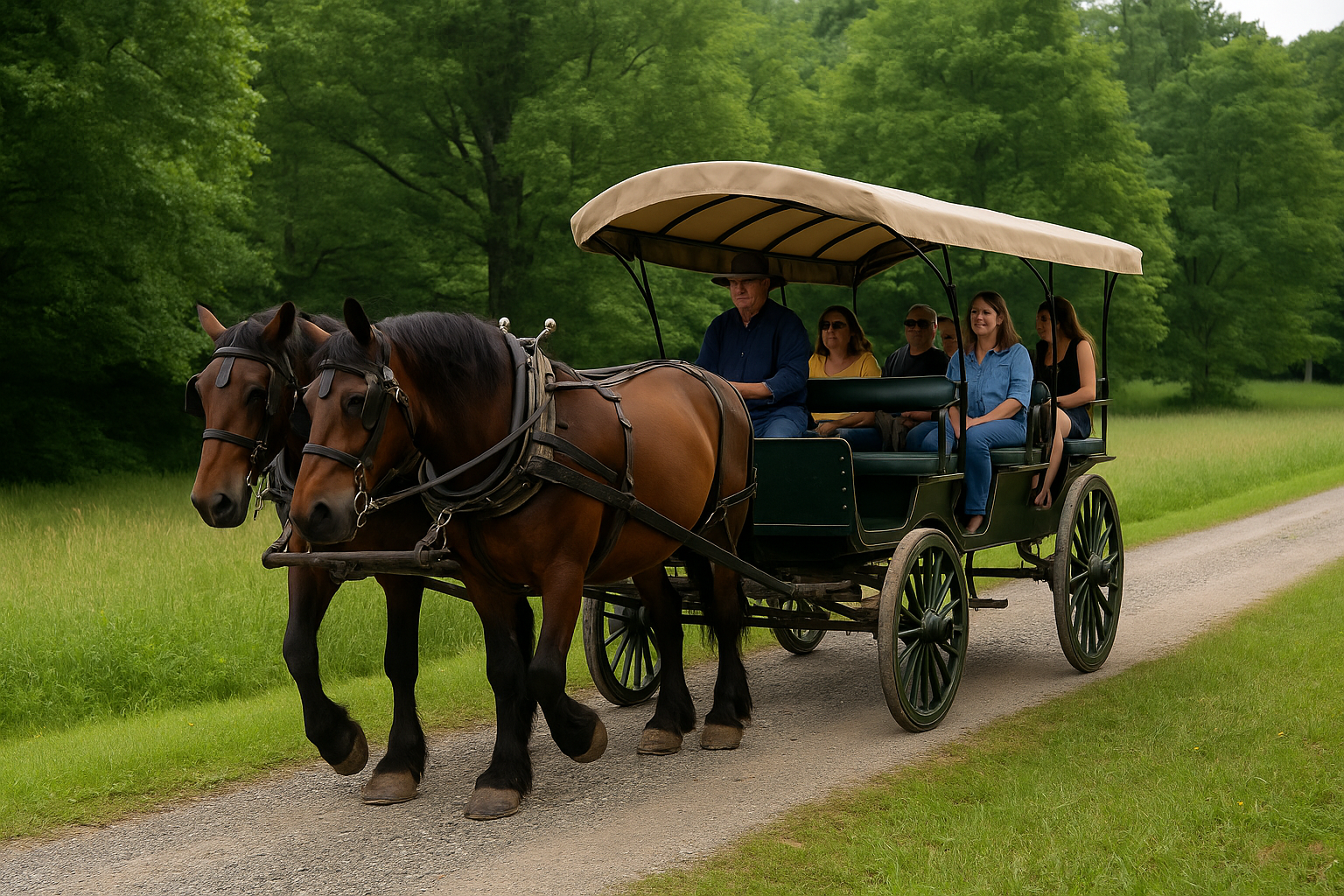 Horse and carriage ride through Moses H. Cone Park